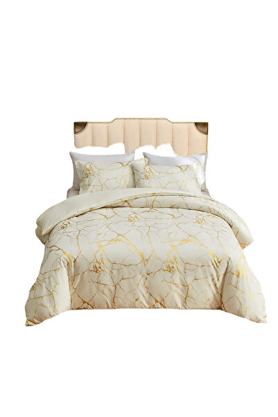 OEM Duvet Cover Set Set - Microfiber Floral Beige-Gold - Duvet Cover 155x220c...