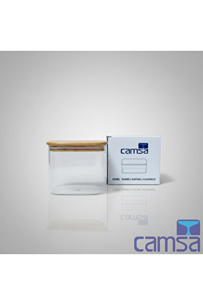 Queen’s Kitchen Rectangular Bamboo Lid Glass Jar 12X8X10 cm