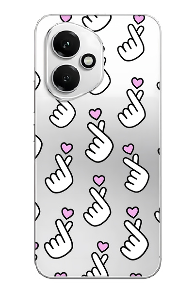 FLAMENKO غطاء هاتف شفاف متوافق مع هونور 400 بنمط قلب الإصبع