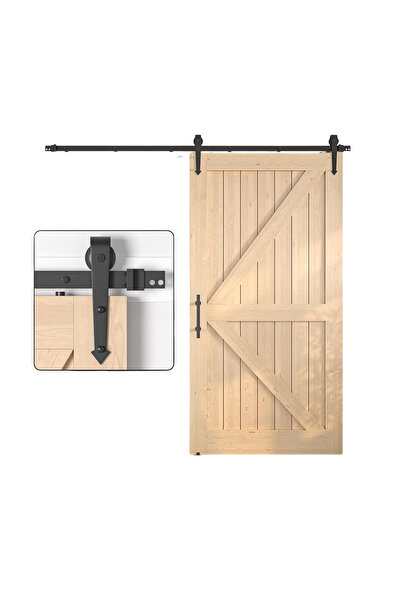 OEM Sistem Uși Glisante Barn Door - Oțel Carbon, Stil Loft - Șină 229 cm, Neg...