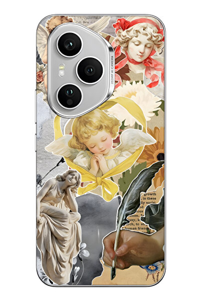 FLAMENKO غطاء هاتف شفاف متوافق مع هونر 400 برو بنمط كولاج الملائكة والتماثيل