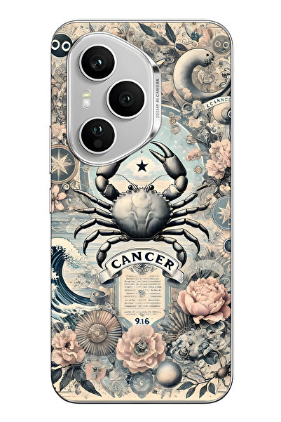 FLAMENKO غطاء هاتف شفاف بنمط علامة برج السرطان متوافق مع هونر 400 برو