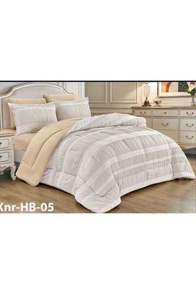 alzawia 6-piece double bedsheet set, plain with a raised pattern in distincti...