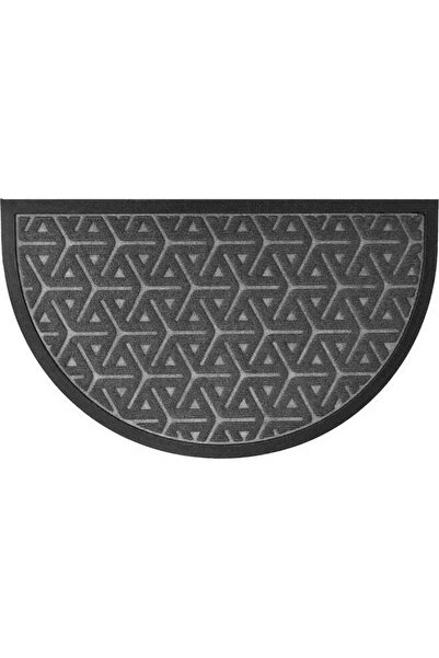 Luance سجادة باب نصف دائرية مانع للانزلاق بتصميم هندسي ذو ملمس بارز، رمادي وأ...