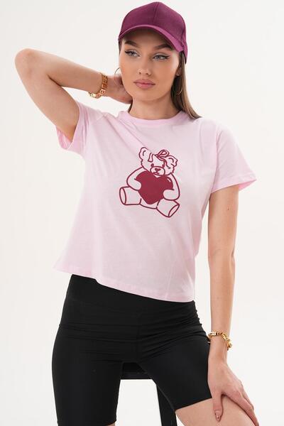 ŞİMAL Women's Print Detailed Crew Neck T-Shirt 260251