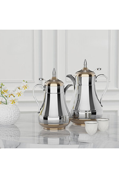 EVA Luxury steel thermos set with gold accents