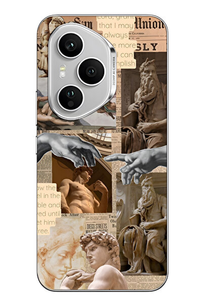 FLAMENKO غطاء هاتف شفاف متوافق مع هونور 400 برو بنمط نحت رينيسانس كولاج