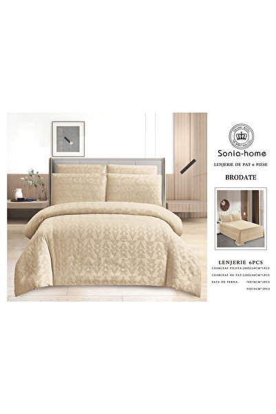 FIONNA.RO Superior Fine Duvet Cover Set With Embossed Embroidered Print - Cre...