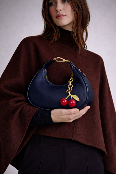 mèche atelier since 2024 Laila Women's Suede Hand and Shoulder Bag Navy Blue