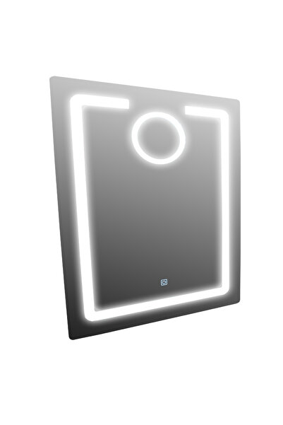 regata Oglindă de baie cu lumină LED, buton tactil și lentilă de mărire 60x80 cm