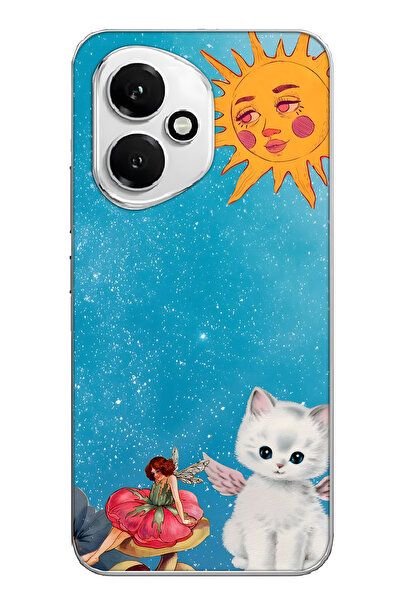 FLAMENKO Honor 400 Compatible Sunny Fairy and Angel Cat Pattern Transparent P...