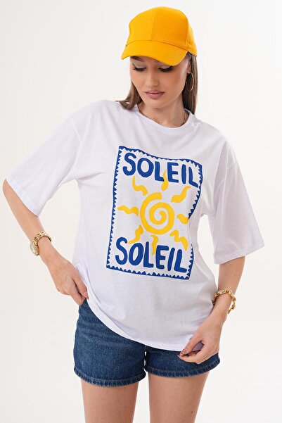 ŞİMAL Ženska majica sa printom i detaljima okrugla kragna Oversize kroj 260155