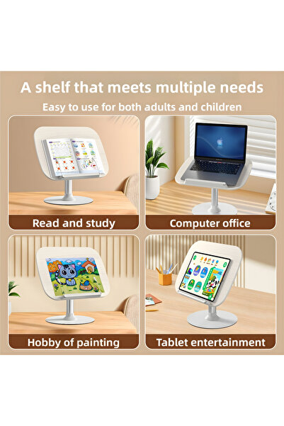 Coverzone Ayarlanabilir Ahşap Kitap ve Notebook Standı 30–55 cm Metal Ayaklı Ergonomik Tablet Sehpası, R30