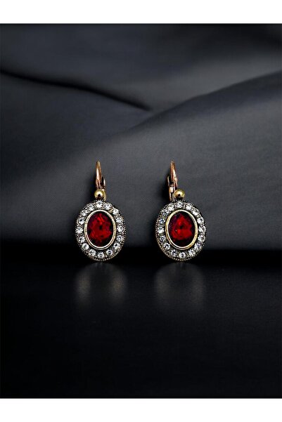 FUYA JEWELLERY Kristal Taşlı Renkli Oval Küpe