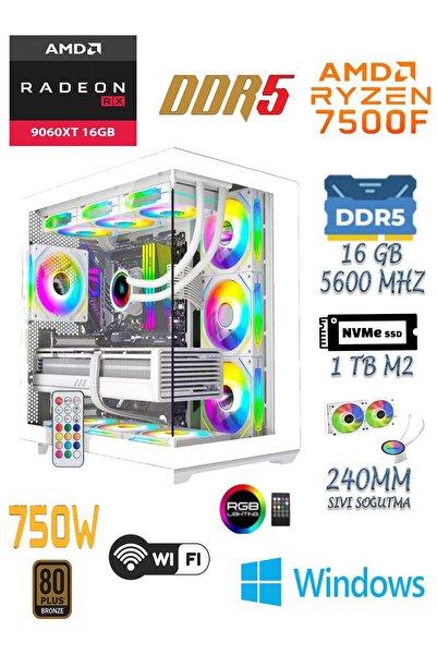 Apphirex PRİME 95W Ryzen 5 7500F | 16GB DDR5 | 1TB M2 SSD | RX9060XT 16GB Bey...