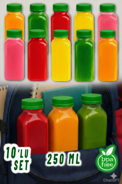 Ezupack Köşeli Zemzem Okul Piknik Meyve Suyu Smoothie Detoks Ginger Plastik B...