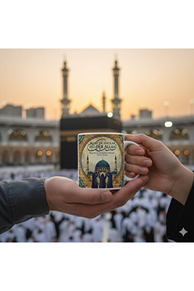 IŞILAY PROMOSYON Kaaba Designed Mug with the Text "Haji People in the Kaaba A...
