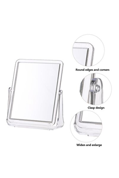 gaman Şeffaf Standlı Kare Masaüstü Makyaj Aynası - Çift Taraflı Kullanım, 360...