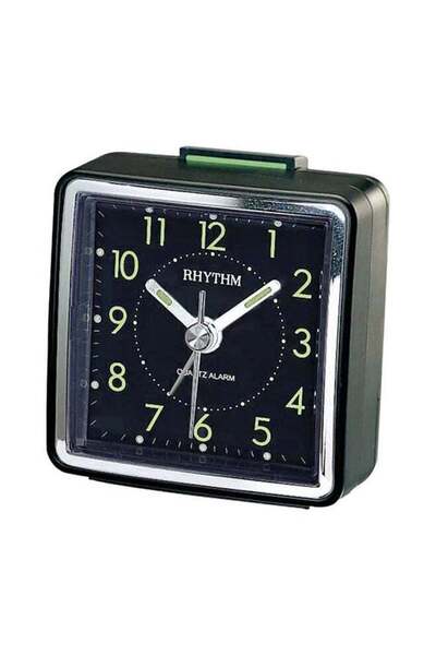 Rhythm Decorative Analog Beep Alarm Clock Black/Green/Silver