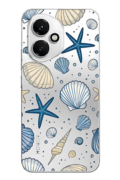 FLAMENKO Honor 400 Uyumlu Deniz Kabuğu ve Yıldız Desenli Şeffaf Telefon Kılıfı
