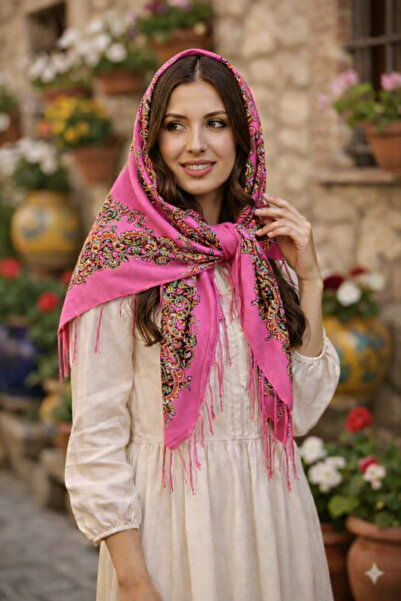moda nokta Mardin Yöresel Hamavi Püskül Şal pembe rengi