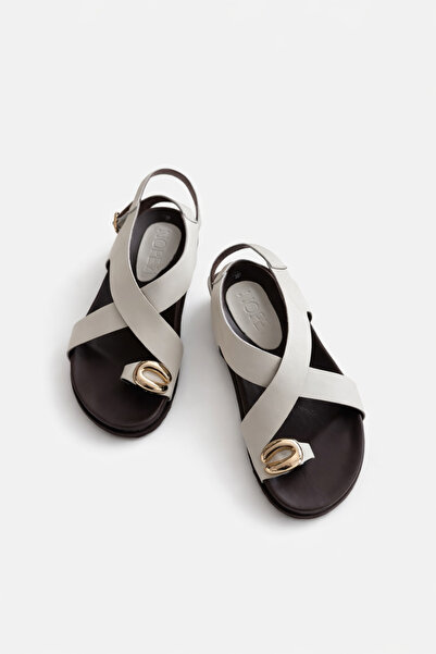 nope21shoess Lioara Beige Genuine Leather Sandals