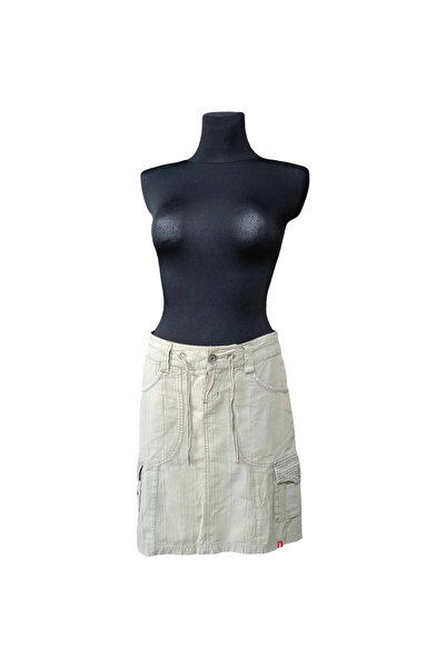 OEM ESPRIT Midi Skirt - 100% Cotton , Casual Elegant Style, Size 34, Beige
