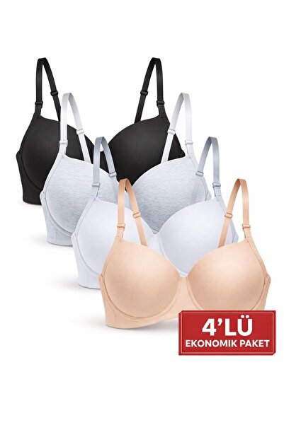 QULAT Sutien cu susținere cu sârmă, pachet economic de 4 bucăți – Design simplu