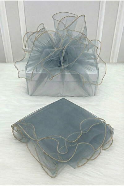 ZEYMERADE تول زخرفي رمادي بحواف ذهبية، حقيبة هدايا للعروس والعريس، زينة للوعد...