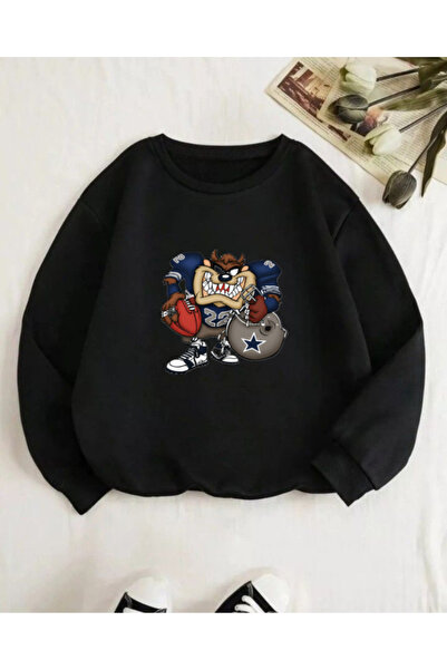 SERAH BUTİK Sweet Tazman Printed Children's 3-Yarn Sweatshirt