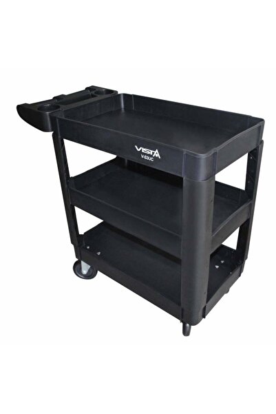 GLOBAL TOOLS MOBILE TOOL TROLLEY, DURABLE PLASTIC, 3 SHELVES, 250 KG, WITH HA...