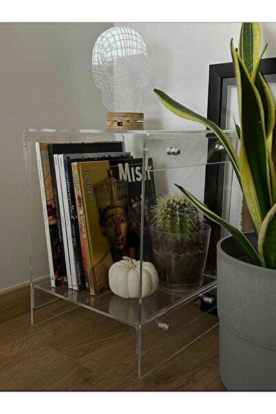 Baltaci Store Çift Katlı Sehpa Akrilik Şeffaf Başucu sehpa
