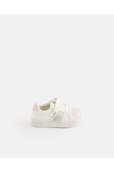 REDTAG حذاء رياضي رياضي أبيض لامع للفتيات الصغيرات