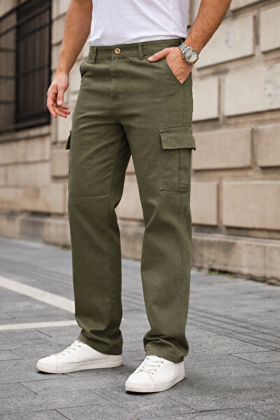 comstar Muške Kargo džep paketa Pamuk paketa kaki širokih pantalona