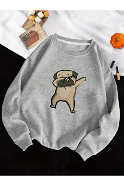 SERAH BUTİK Children's 3-Yarn Sweatshirt with Dog Print