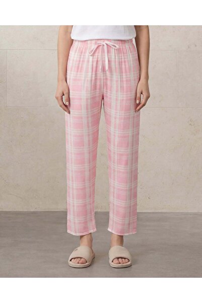 REDTAG بنطلون بيجاما نسائي وردي اللون نقشة مربعات مطبوع