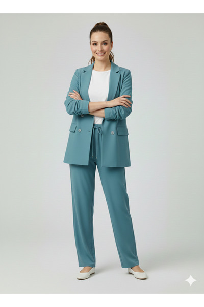 Ekol Kolları Büzgülü Süs Düğmeli Ceket 1202