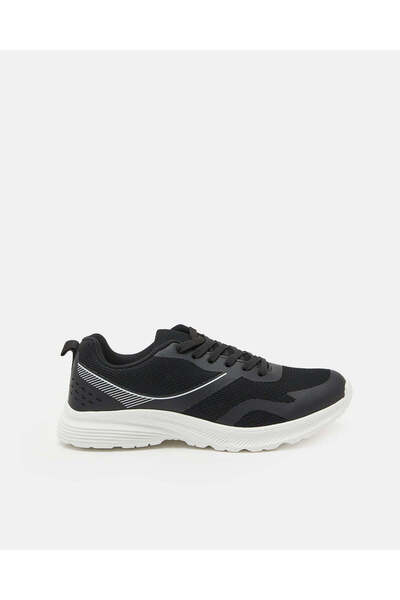 REDTAG Women Black Mesh Lace Up Trainer