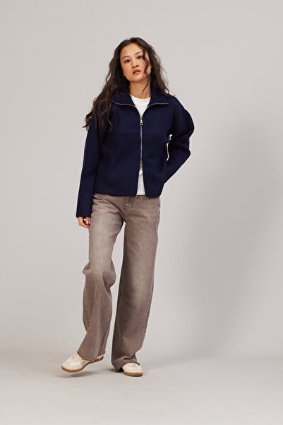 Nisan Zippered Knitwear Cardigan