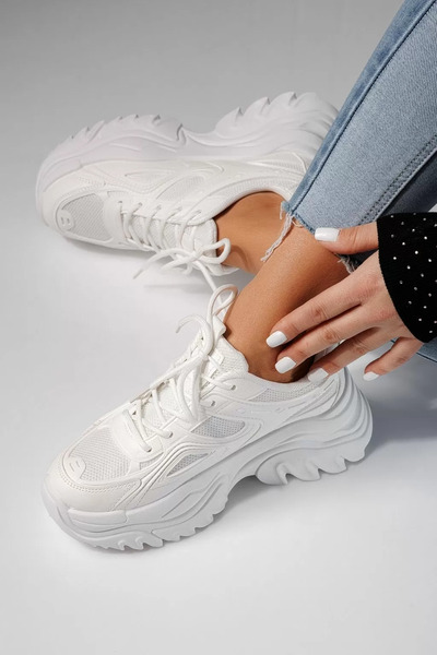 Zaira Adidasi dama albi din material textil Edith #24452