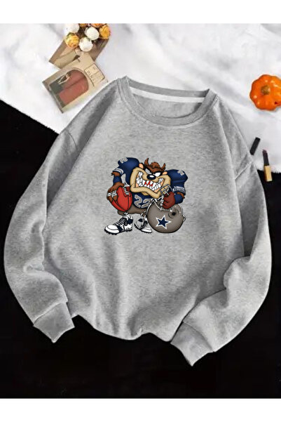 SERAH BUTİK Sweet Tazman Printed Children's 3-Yarn Sweatshirt