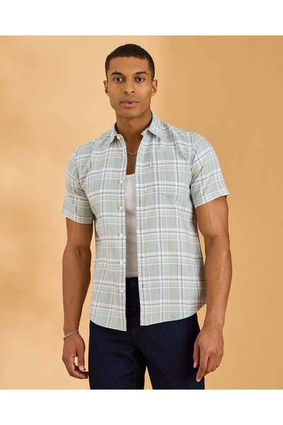 REDTAG Men Assorted Checkered Short Sleeve Oxford Shirt