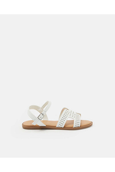 REDTAG Senior Girls White Star Backstrap Sandals