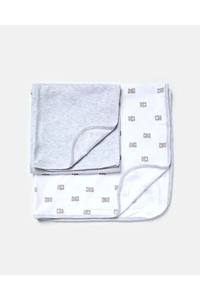 REDTAG طقم بطانية مطبوع الرمادي والأبيض للأطفال (قطعتان)