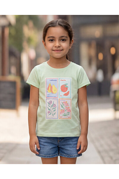 REDTAG تيشيرت بناتي مطبوع عليه رسومات فواكه بالنعناع