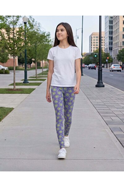 REDTAG Senior Girls Blue Floral Skinny Fit Leggings