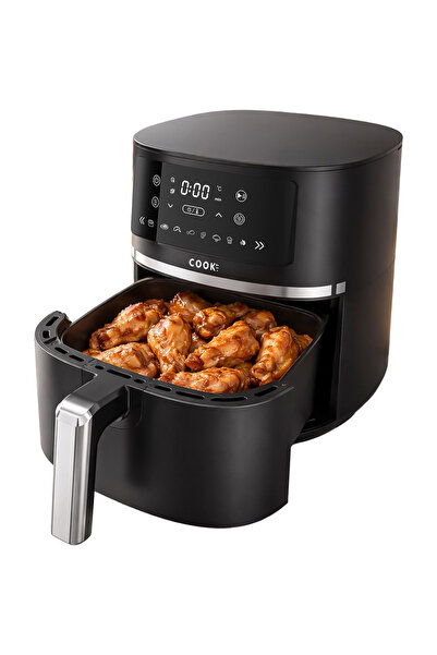 COOK-IT Friteuza aer cald, Airfryer 6L, 1600W, 60-200C, Touchscreen, 8 Progra...
