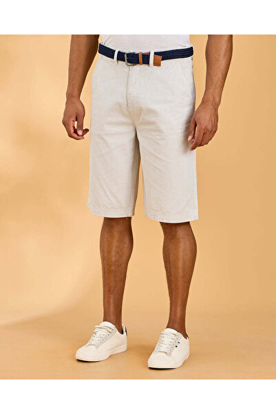 REDTAG Men Stonewash Belted Chino Shorts