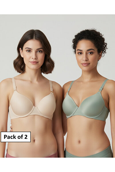 REDTAG Women Assorted Microfibre Push-Up Bra – Pack of 2