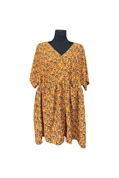 OEM Rochie MONKI deasupra genunchiului - Material Vaporos, Stil Casual - Galb...